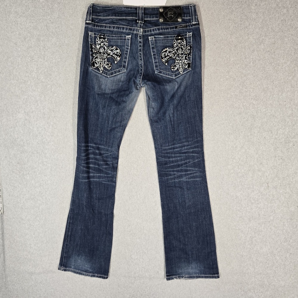 Miss Me Women Jeans 28 Blue Denim Embroidered  Bootcut Rhinestone Bling